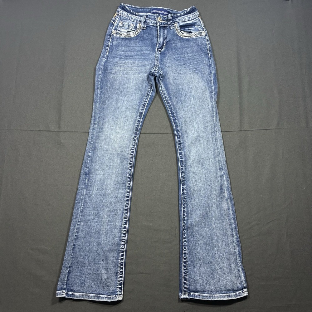 Westfield Eagle Jeans Womens Sz 1 Bootcut Embellished Western Cowgirl 24x29